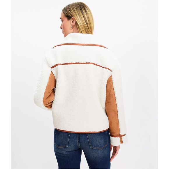 LOFT Brown and Cream Shearling Jacket - Picture 3 of 10